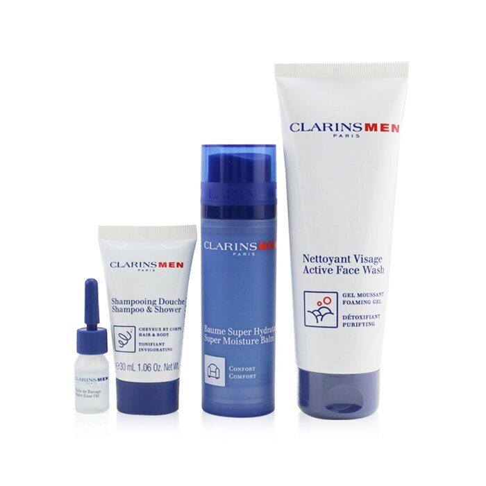 Men Day Cream 50 ml Set Facial Balm 50 ml & Active Face Wash 125 ml & Shower Gel 30 ml & Ease Oil 3 ml & Beutel 
